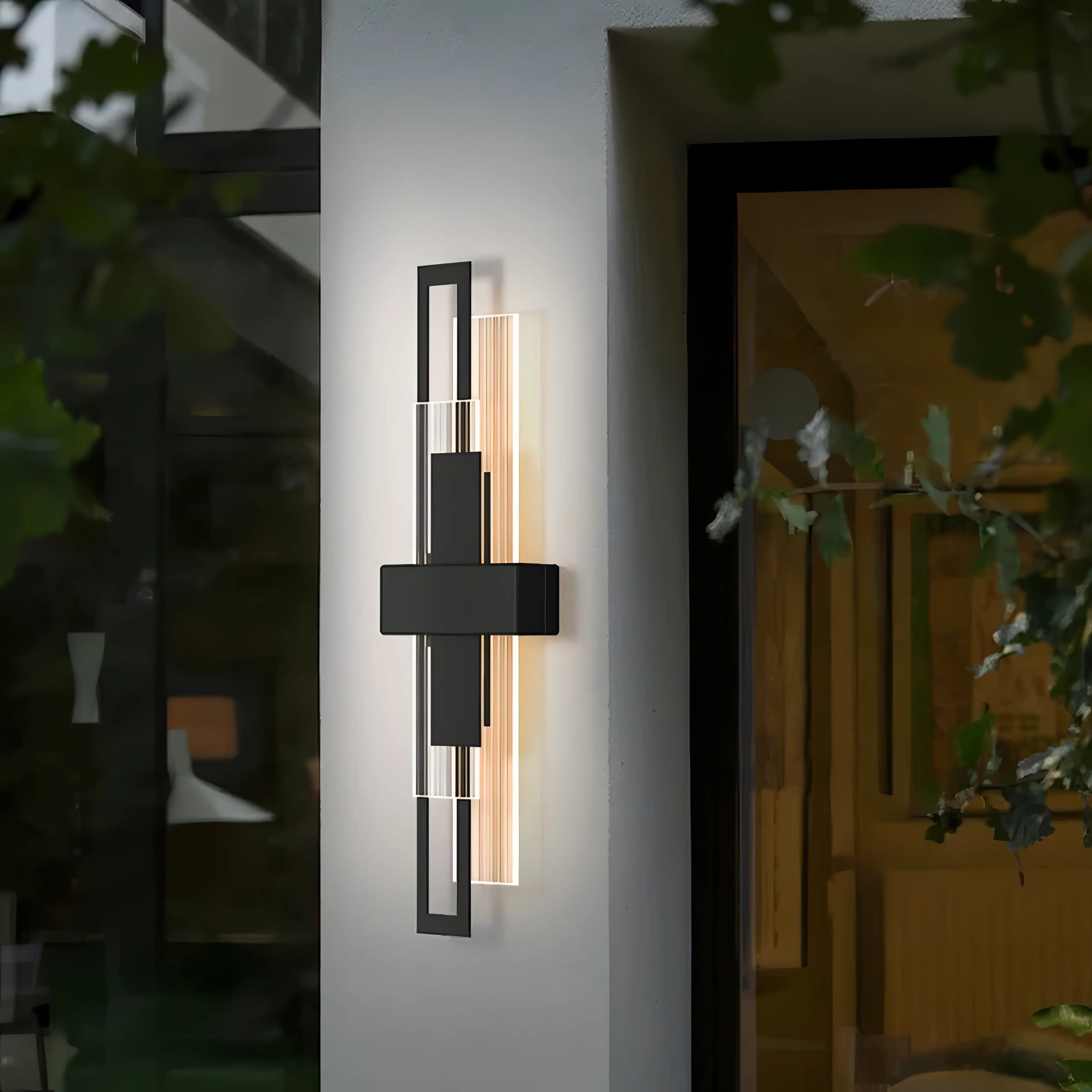 Hodgson - Black Rectangular LED Acrylic Layered Outdoor Wall Light