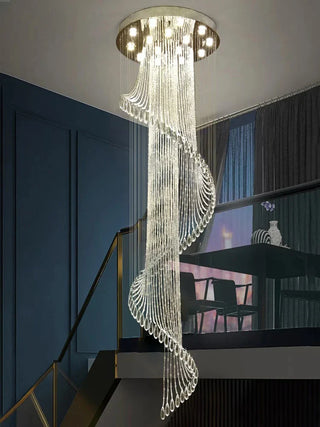 Minnie - Crystal LED Spiral Round Silver Ceiling Chandelier