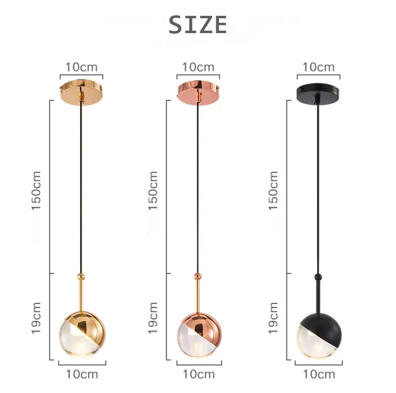 Rayne - Half Transparent Hanging Crystal Ball Pendant Ceiling Light