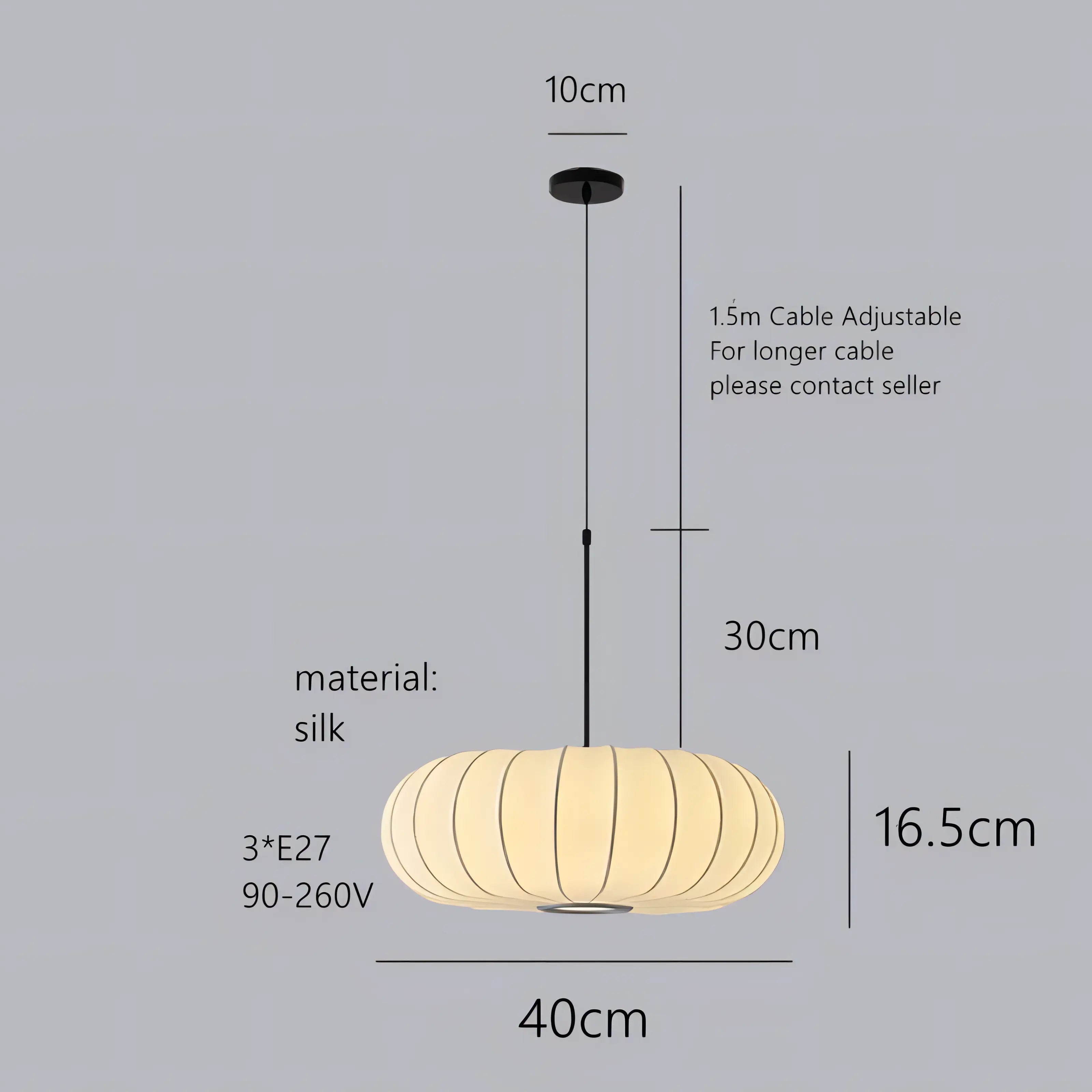 Hayward - White Silk Pumpkin Ceiling Pendant Light