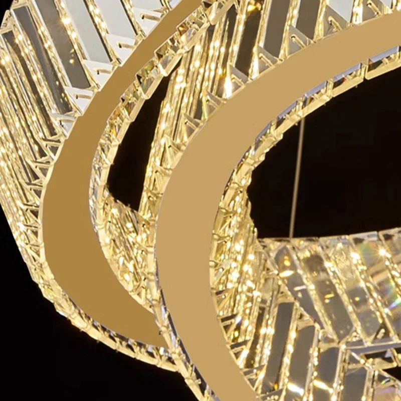 Esther - Crystal Round Gold Hanging Chandelier