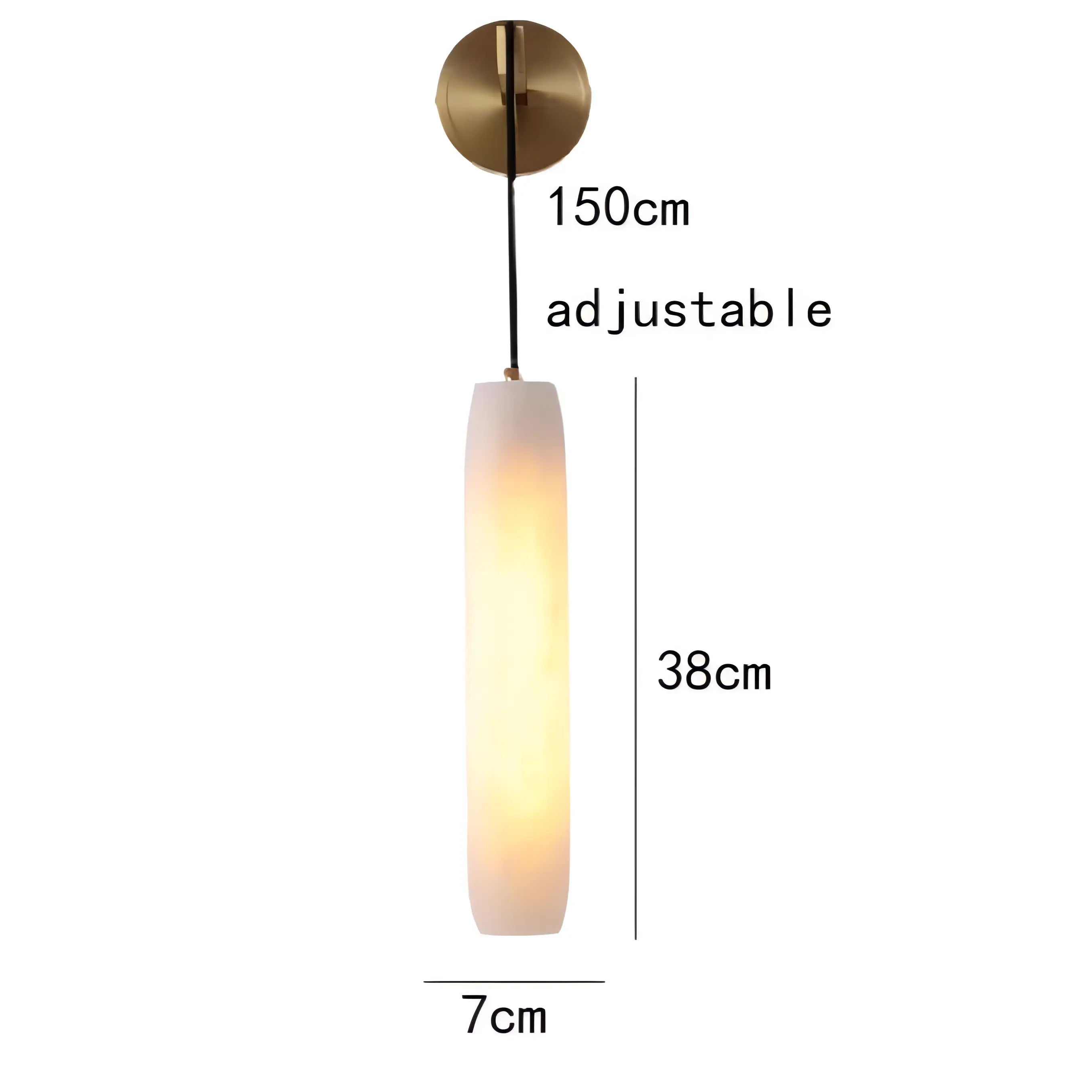 Addison - Modern Cylindrical Marble Hanging Shade Gold Canopy Wall Light