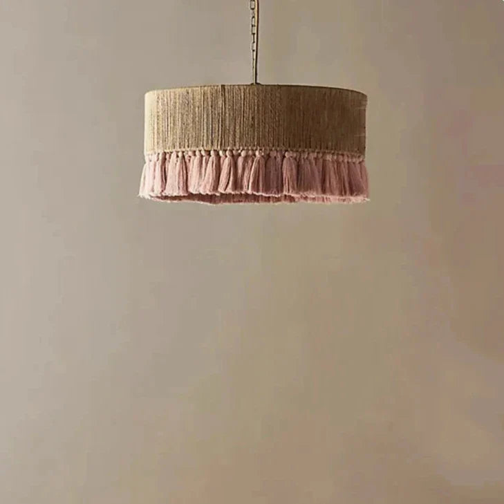 Lazaro - Natural Hemp Rope Macrame Tassel Hanging Pendant Ceiling Light
