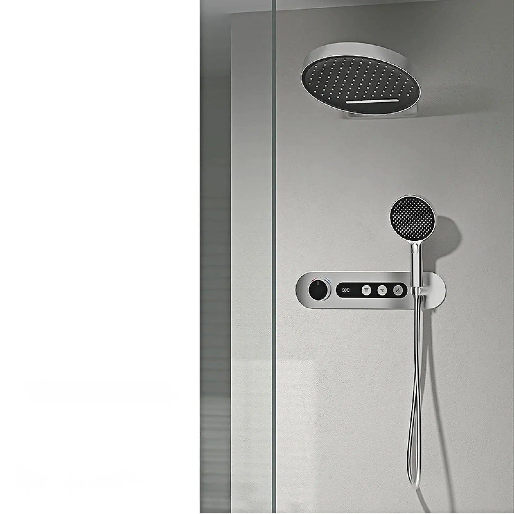 Cordell - Brass Round Waterfall Shower System with Digital Display