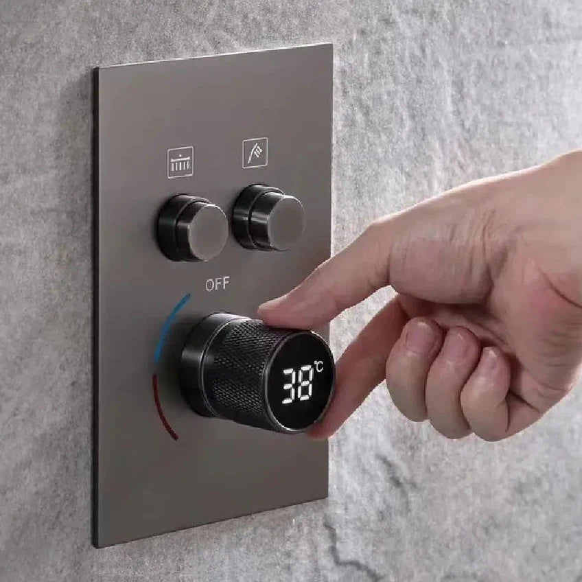 Mcneely - Square Rain Shower Head Set with Handheld Shower