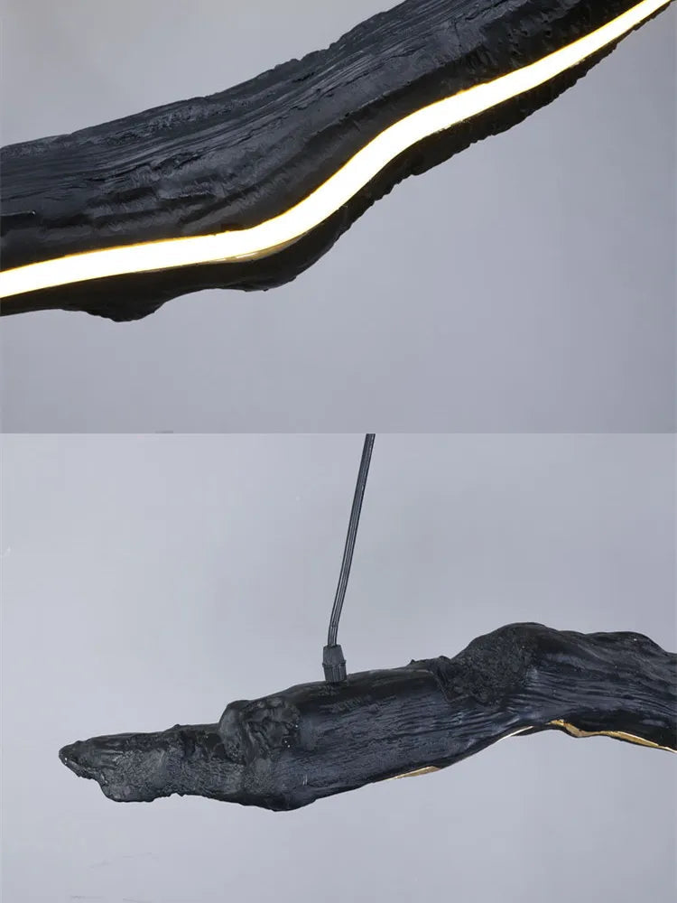 Peck - Drift Wood Style LED Strip Hanging Modern Ceiling Light