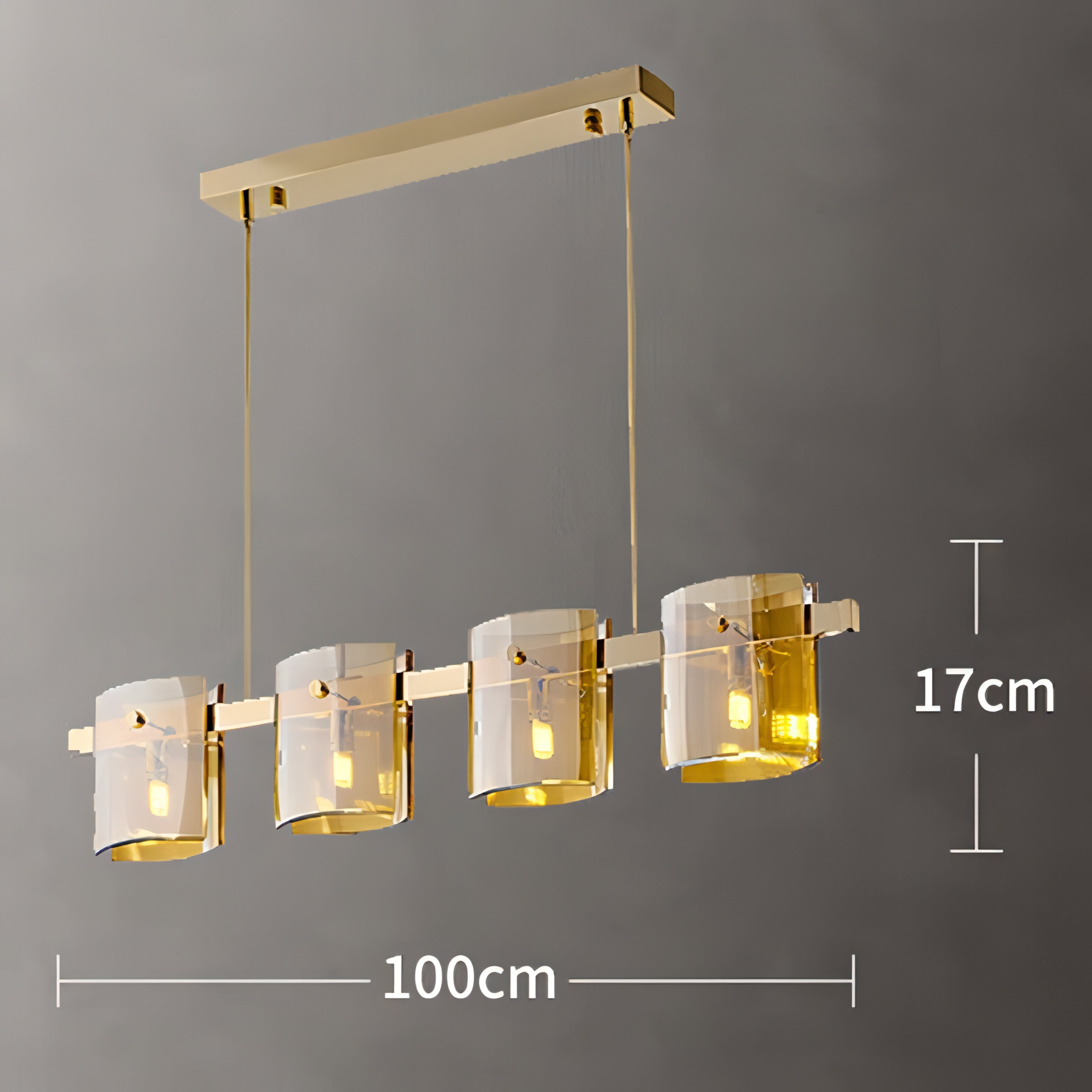 Axton - Hanging Multi Head Tinted Curved Glass Ceiling Light Chandelier
