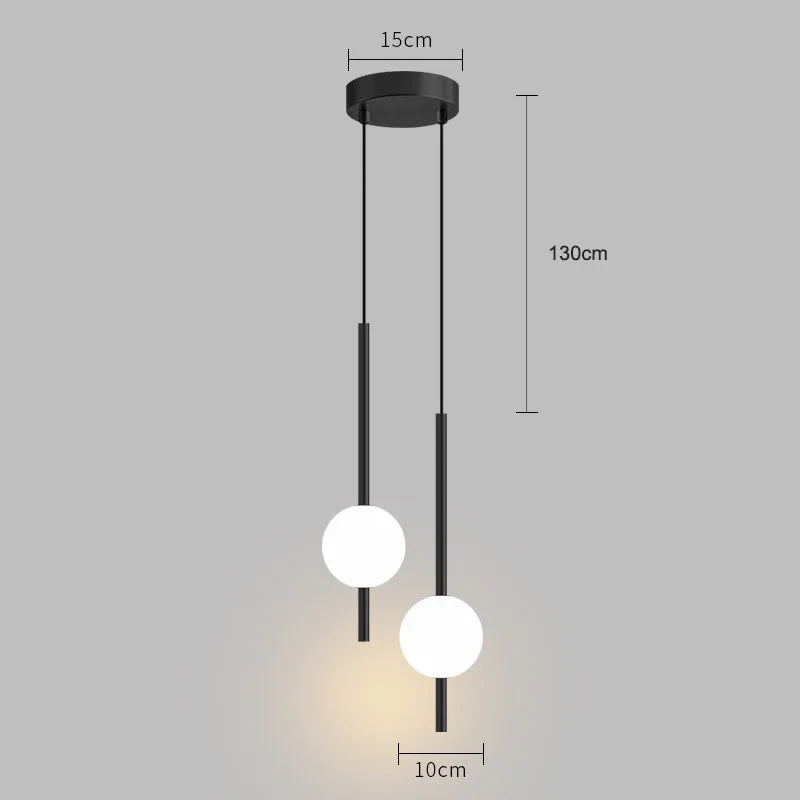 Riandne - Modern Hanging Frosted Glass Ball Pendant Light Properties