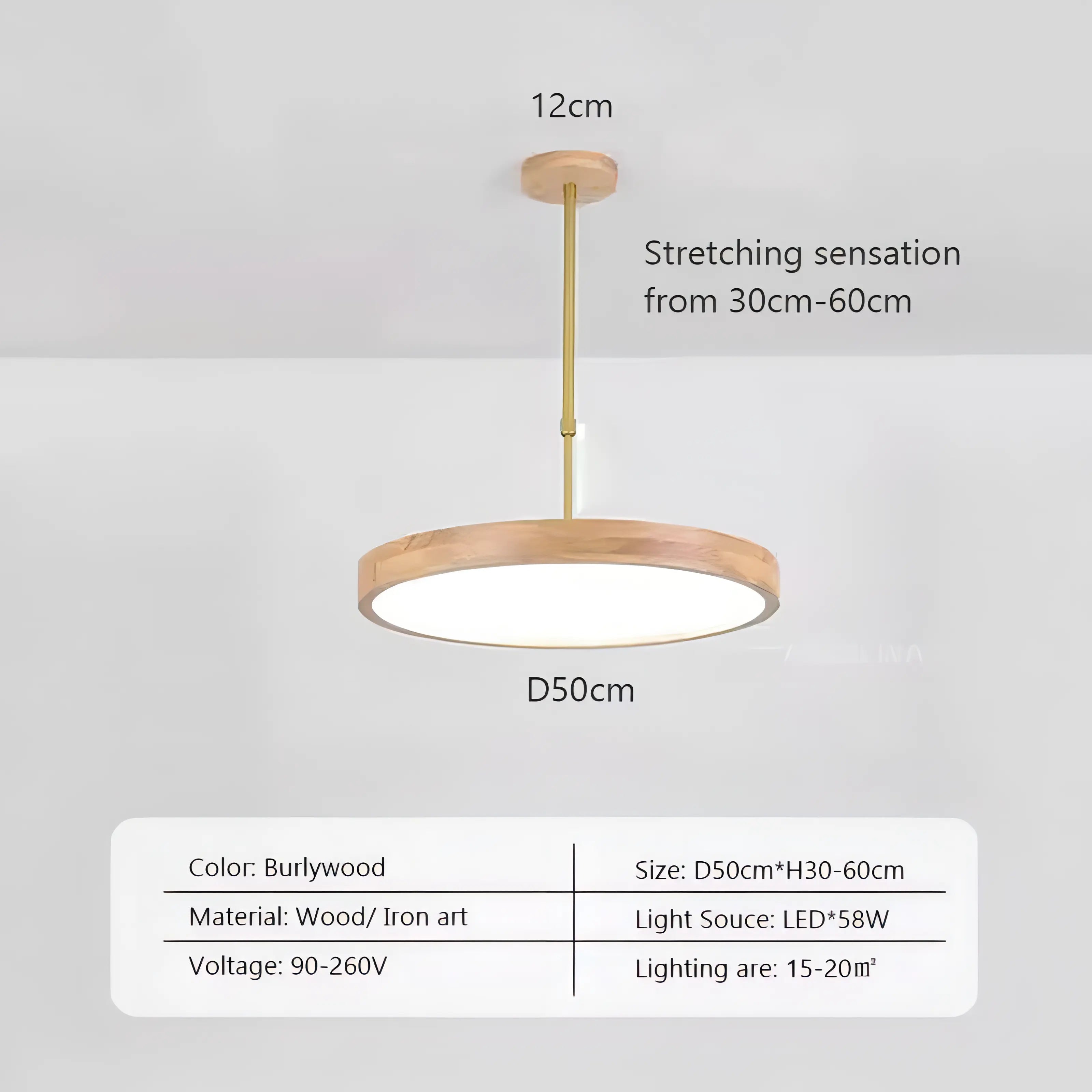 Dulce - Modern Thin Round Wooden Hanging Pendant Ceiling Light