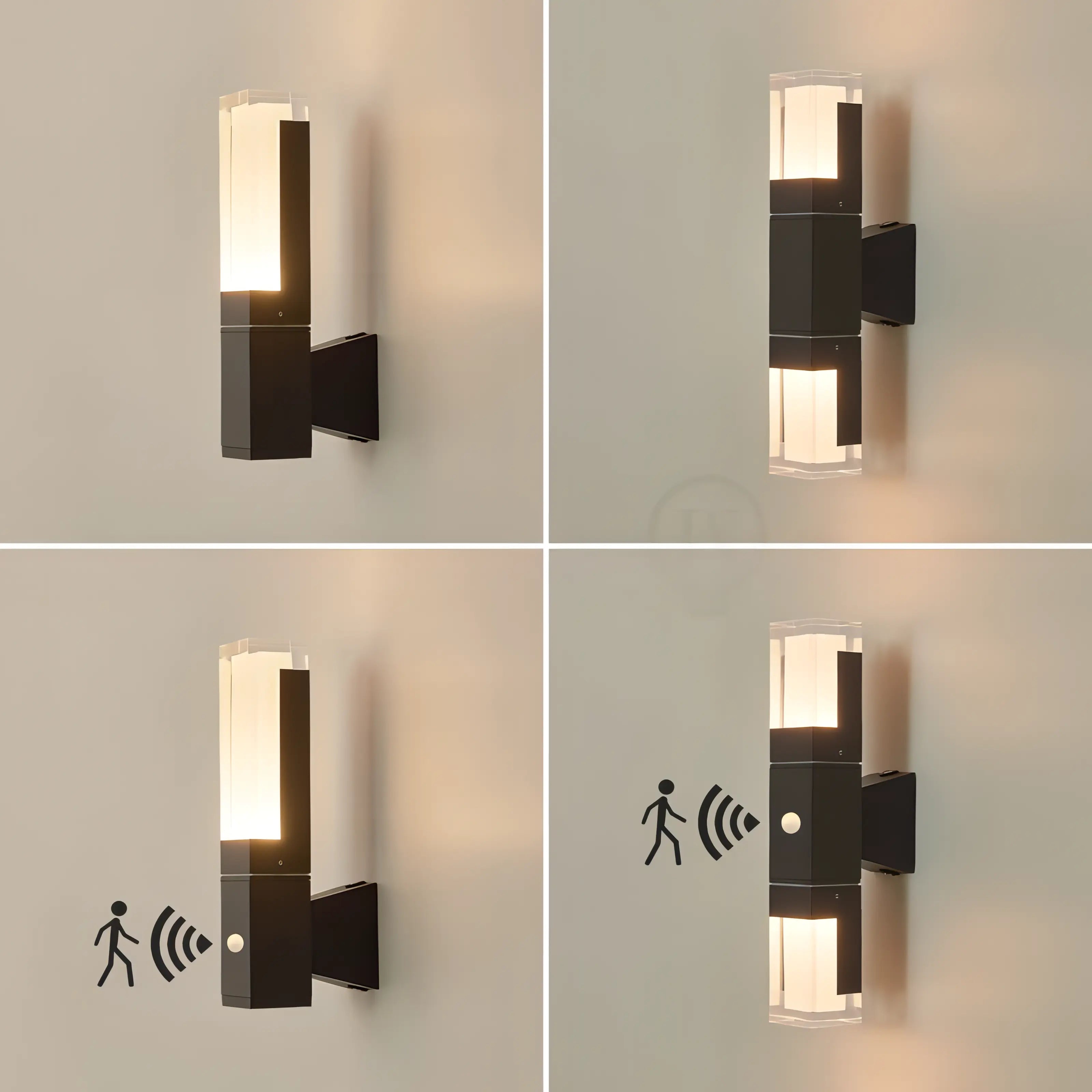 Spivey - Modern Black LED Motion Sensor Outdoor Wall Light