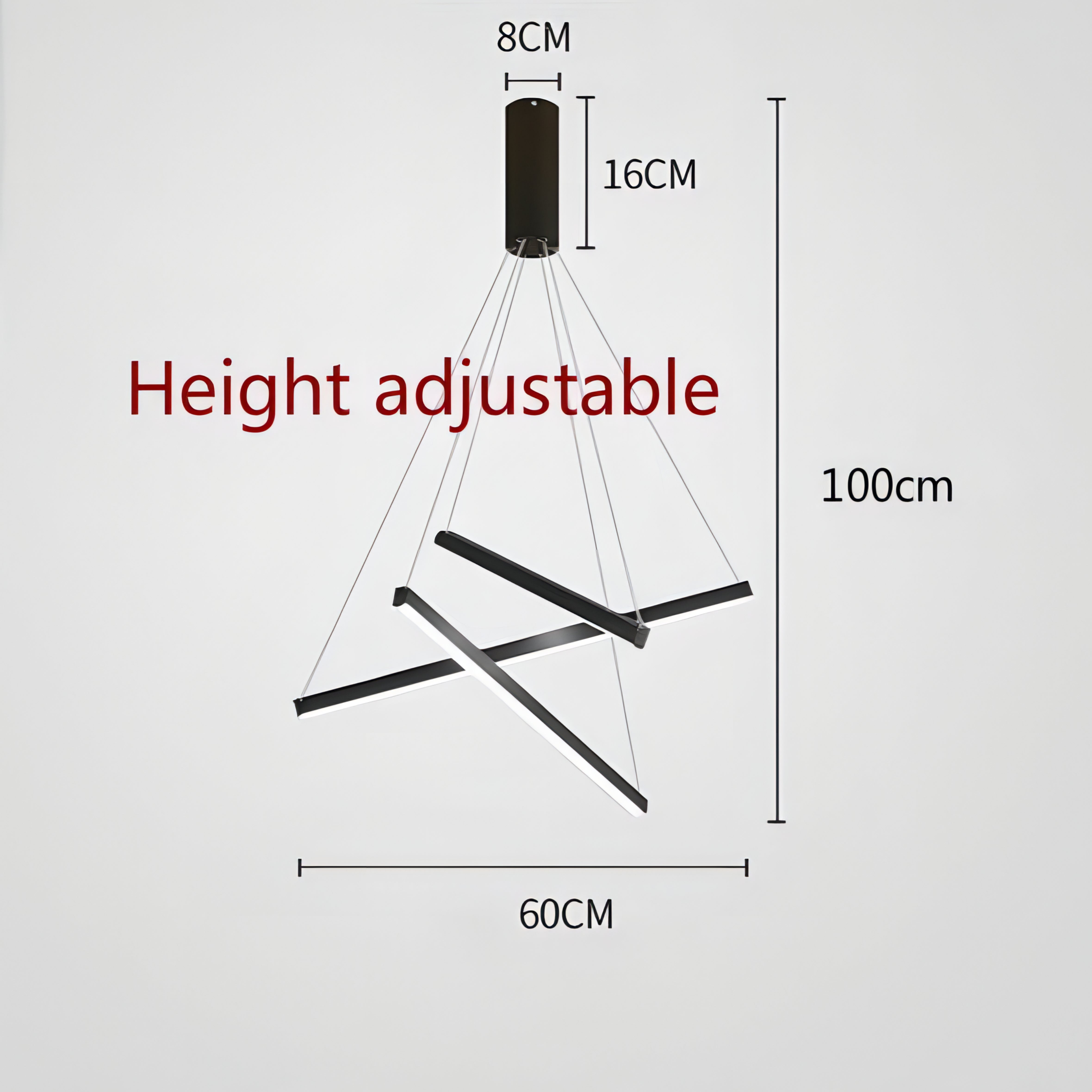 Miller - Modern Hanging Thin Black Crossed Bar Ceiling Light Chandelier