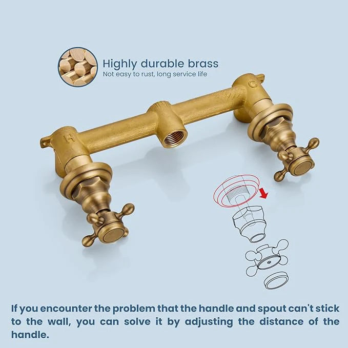 Maira - Vintage Style Dual Handle Hot/Cold Mixer Wall Tap