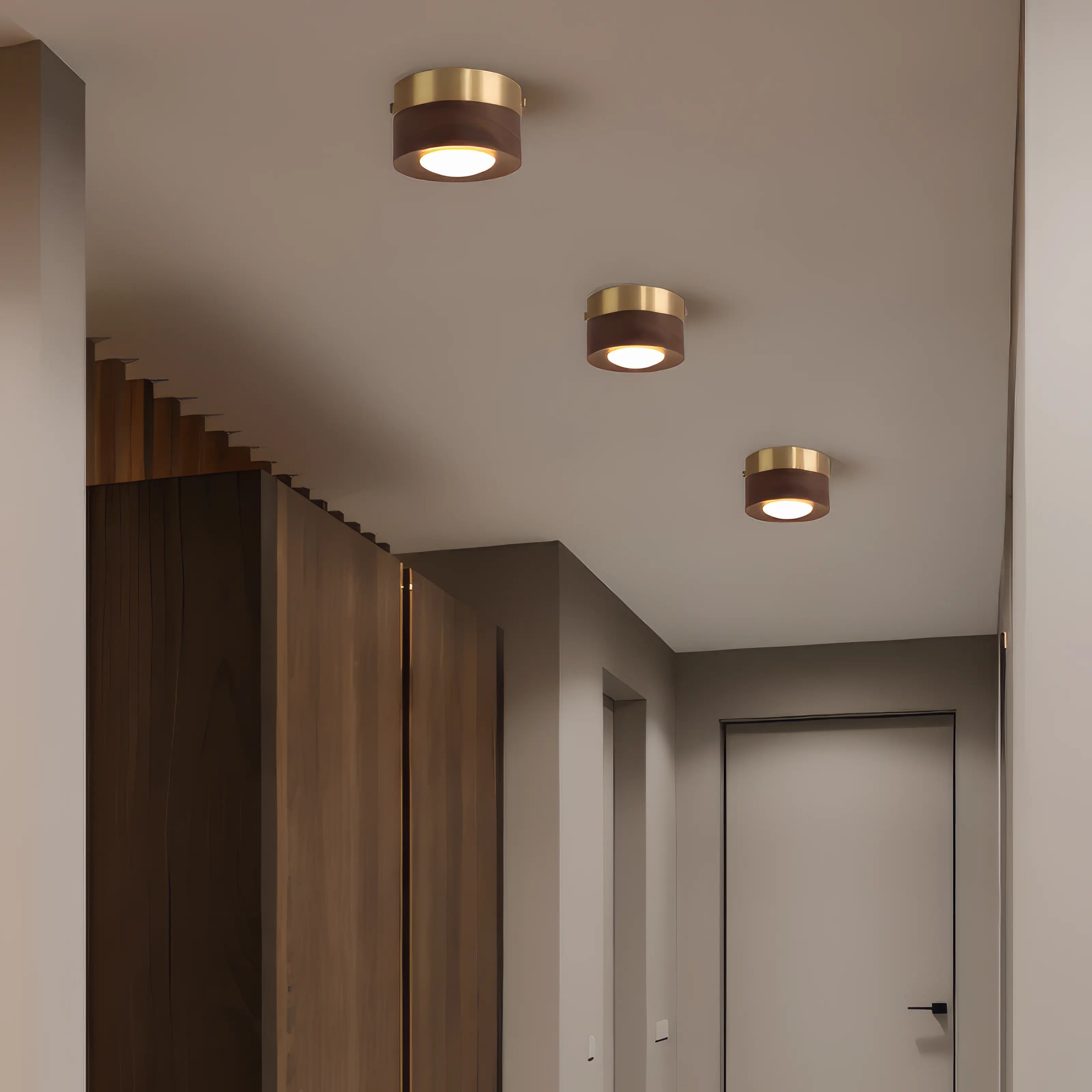 Maeve - Minimalist Walnut Wooden Flush Mount Downlight Ceiling Light