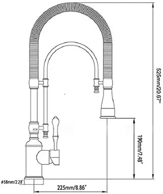 Staffo - Gold Brass Porcelain Pull Down Dual Mixer Kitchen Tap