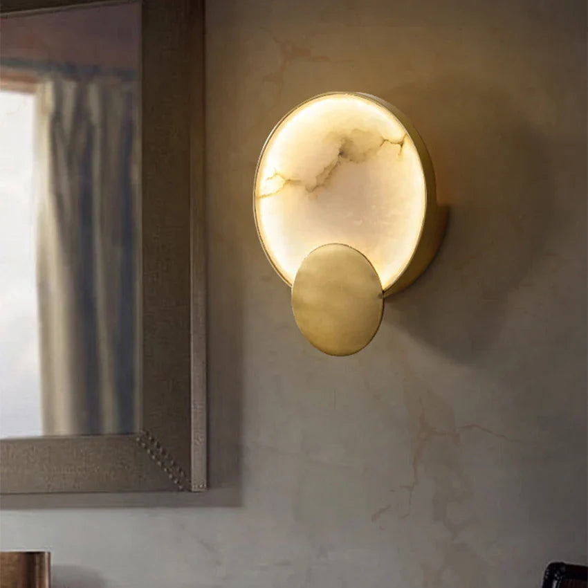 Graciela - Modern Round Gold Marble LED Wall Light