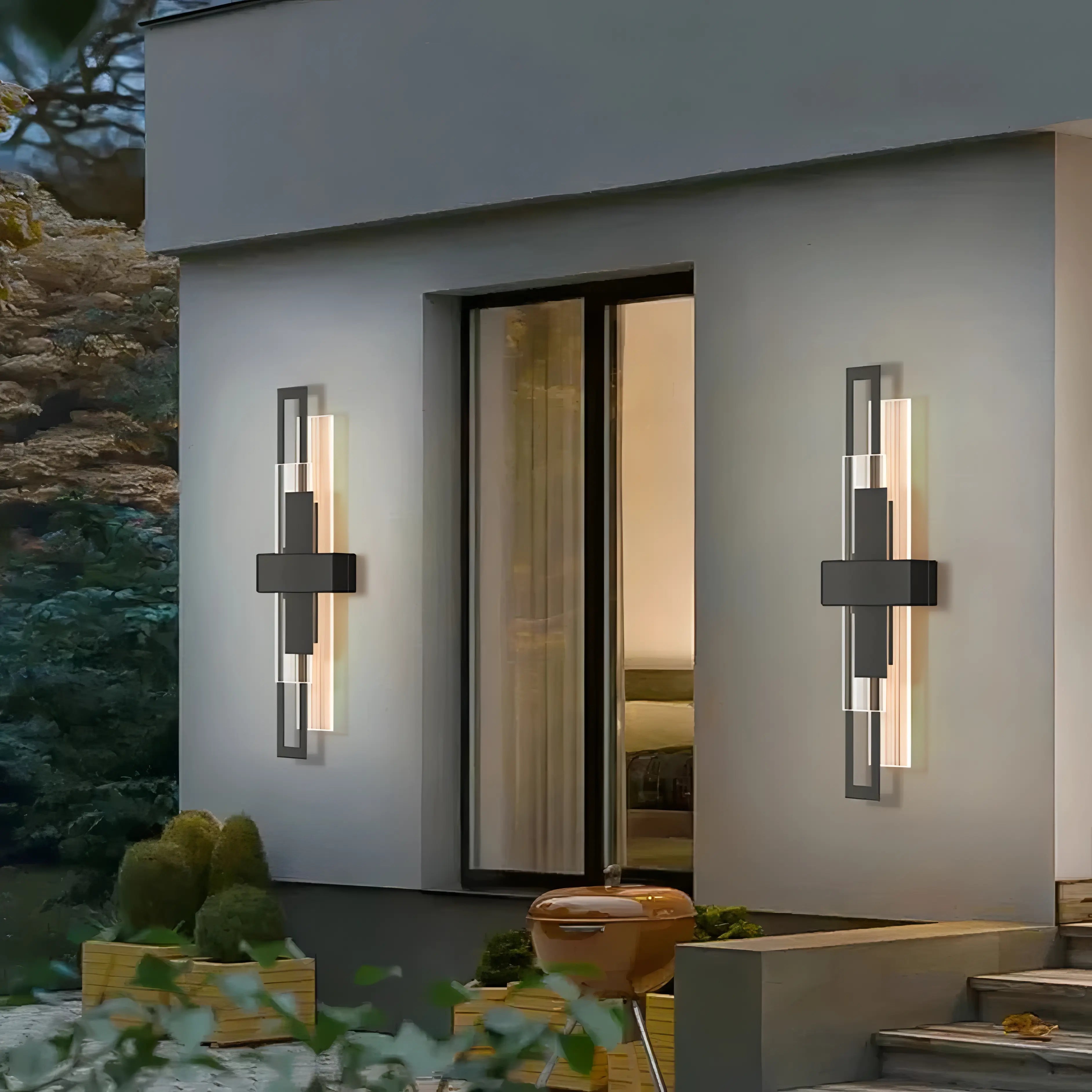 Hodgson - Black Rectangular LED Acrylic Layered Outdoor Wall Light