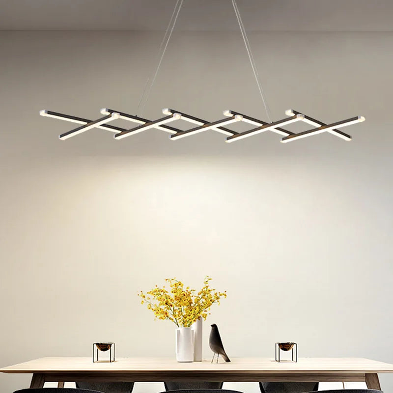 Modern Long Cross Hanging Chandelier