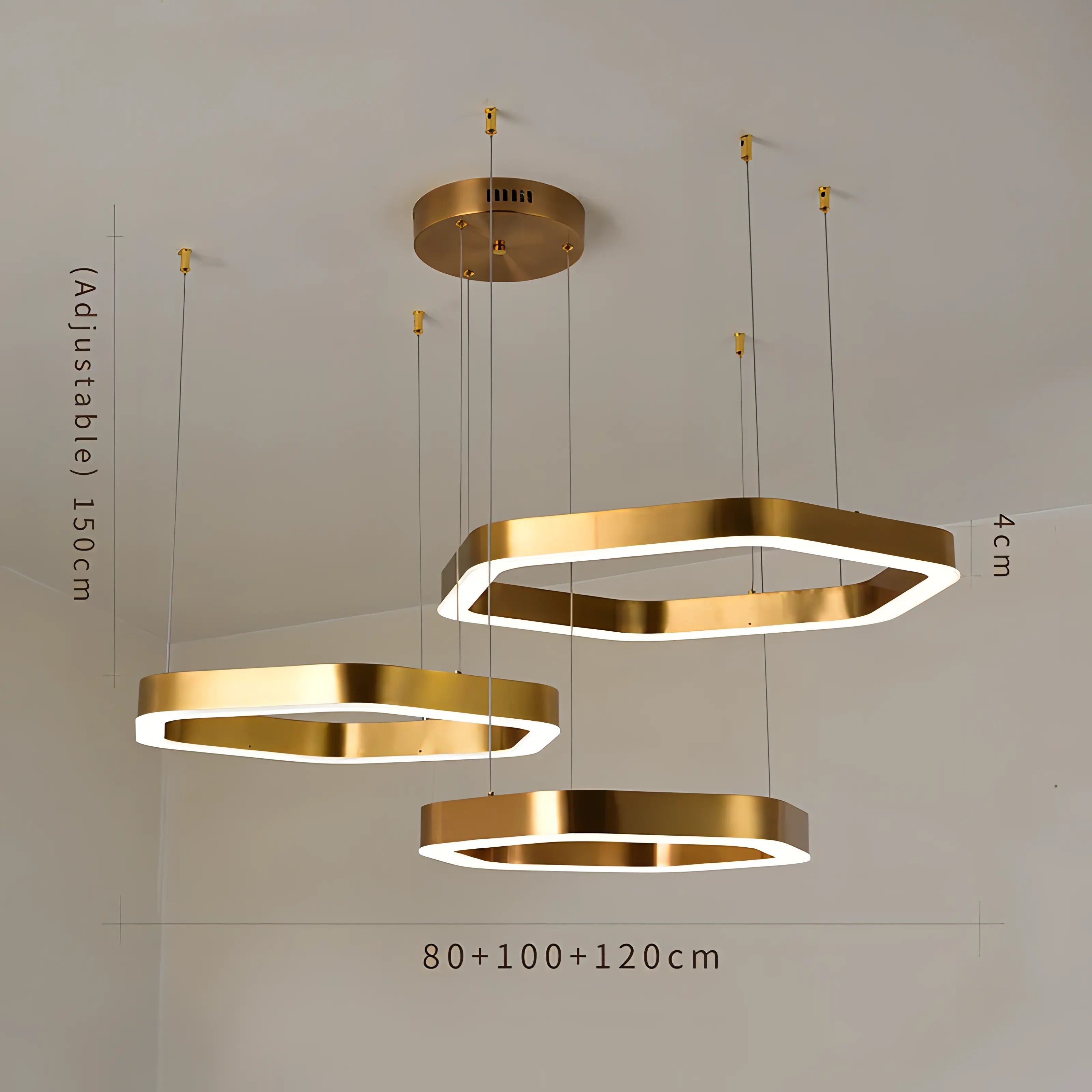Elouise - Hexagon LED Gold Ceiling Chandelier