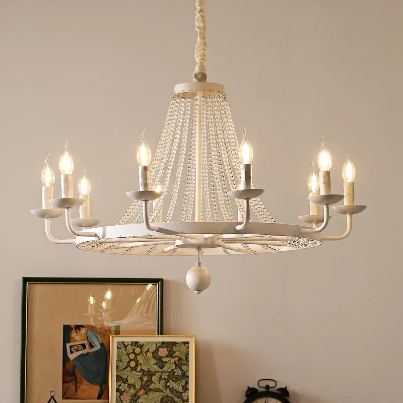 Brandt - American Country Candle Glass Bead Hanging Ceiling Light Chandelier