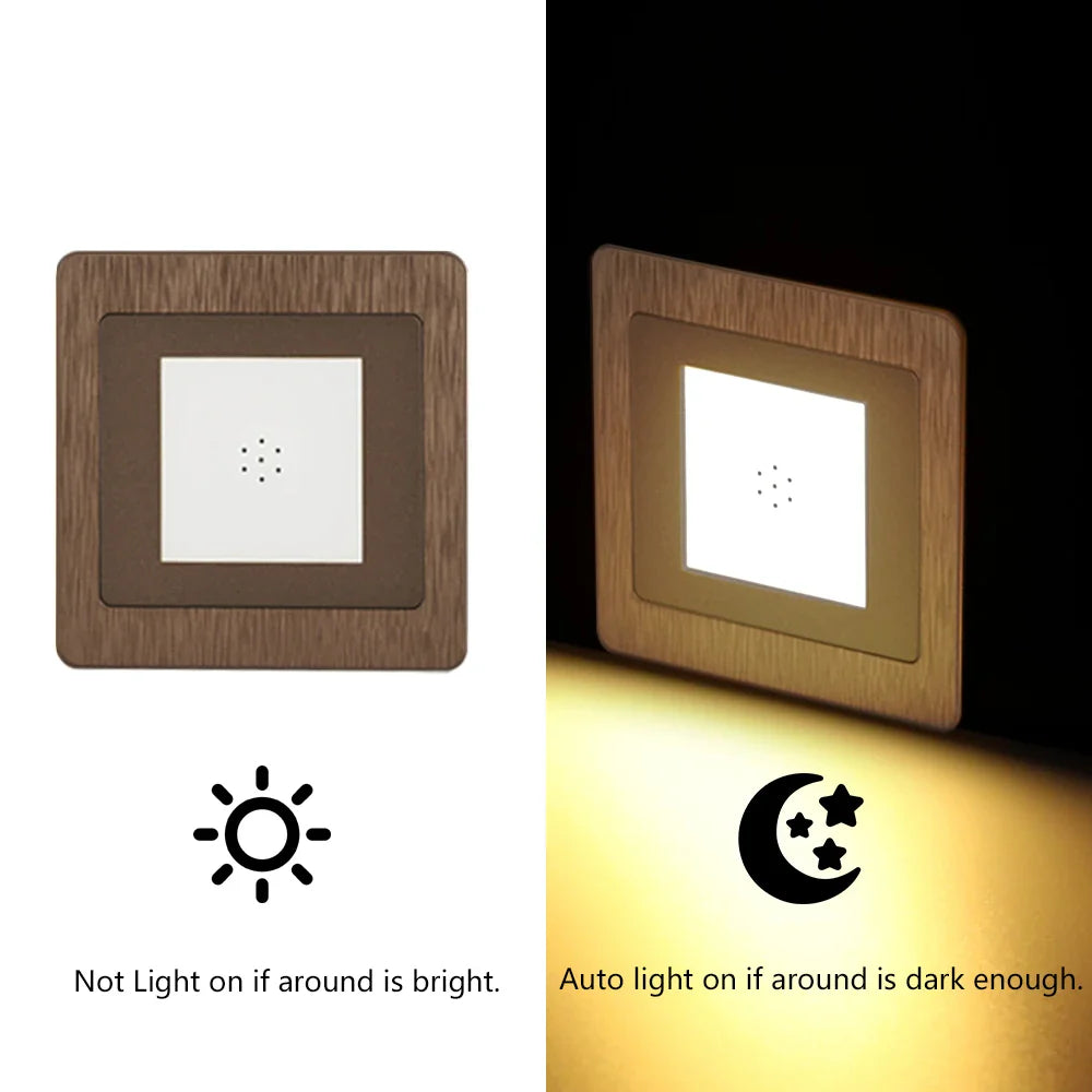 Laylani - Motion Sensor Wood Stair Aisle Wall Light