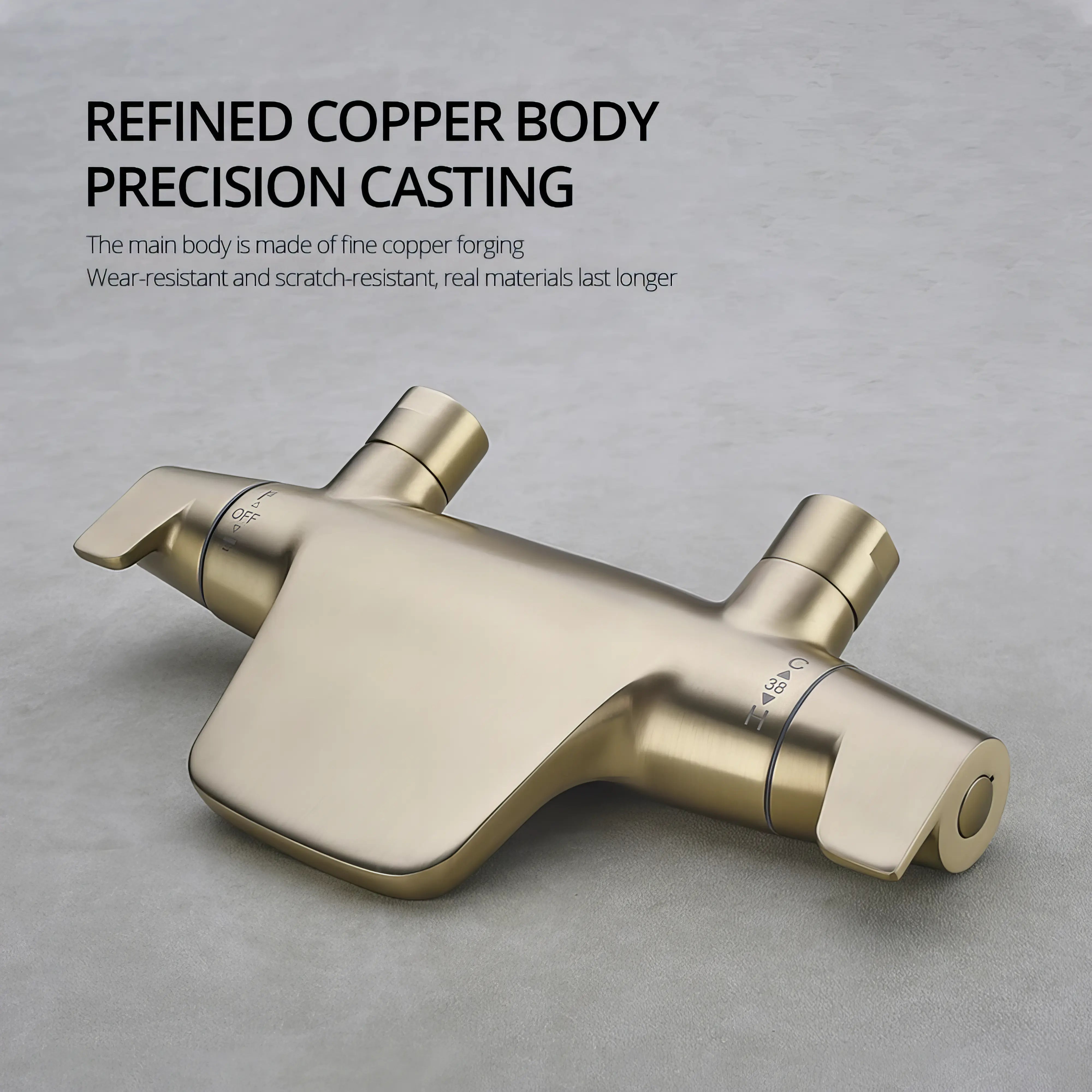 Estrella - Modern Brushed Gold Wall Mounted Bathtub Tap Set with Handheld Shower