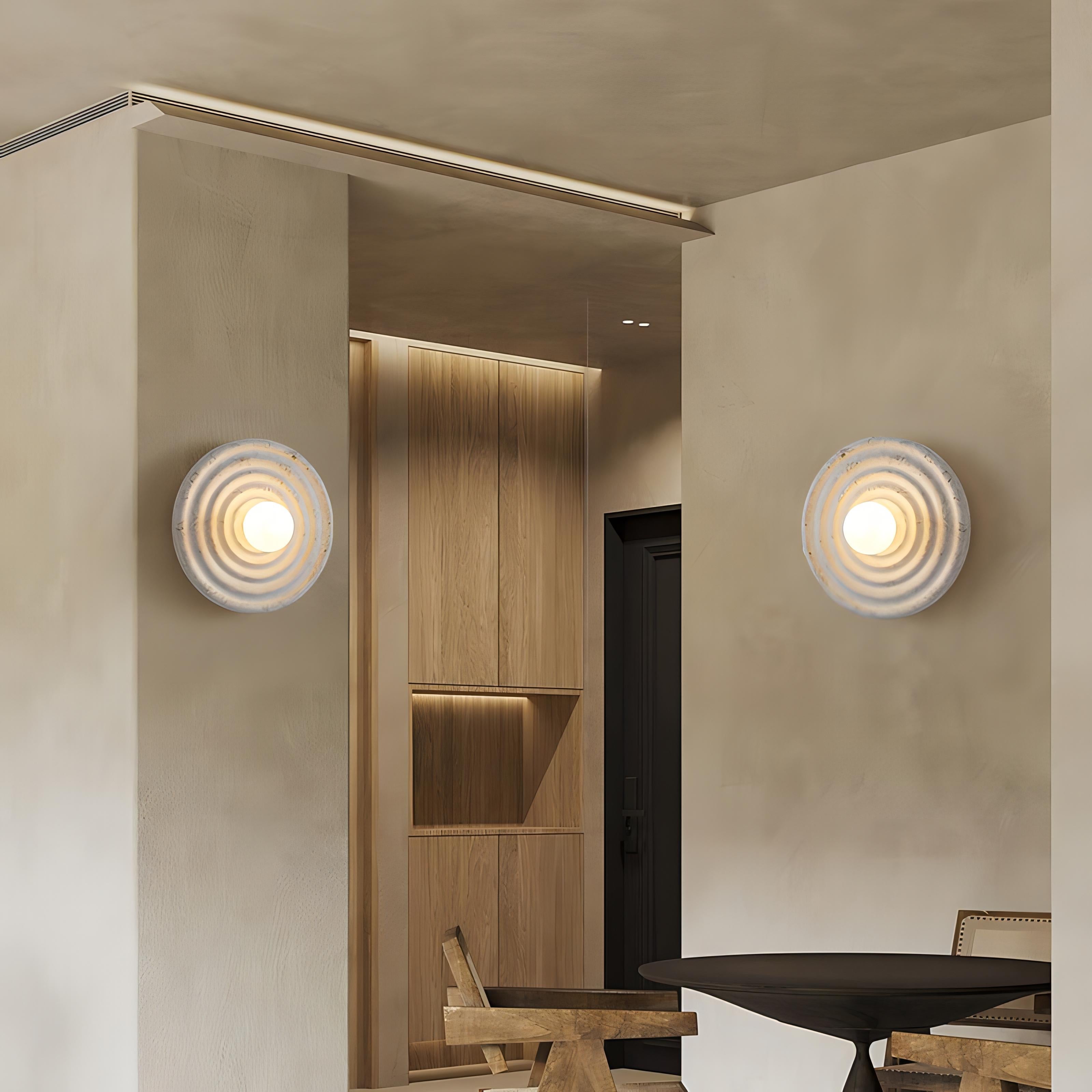 Hamidah - White Wabi-Sabi Round Retro Wall Light