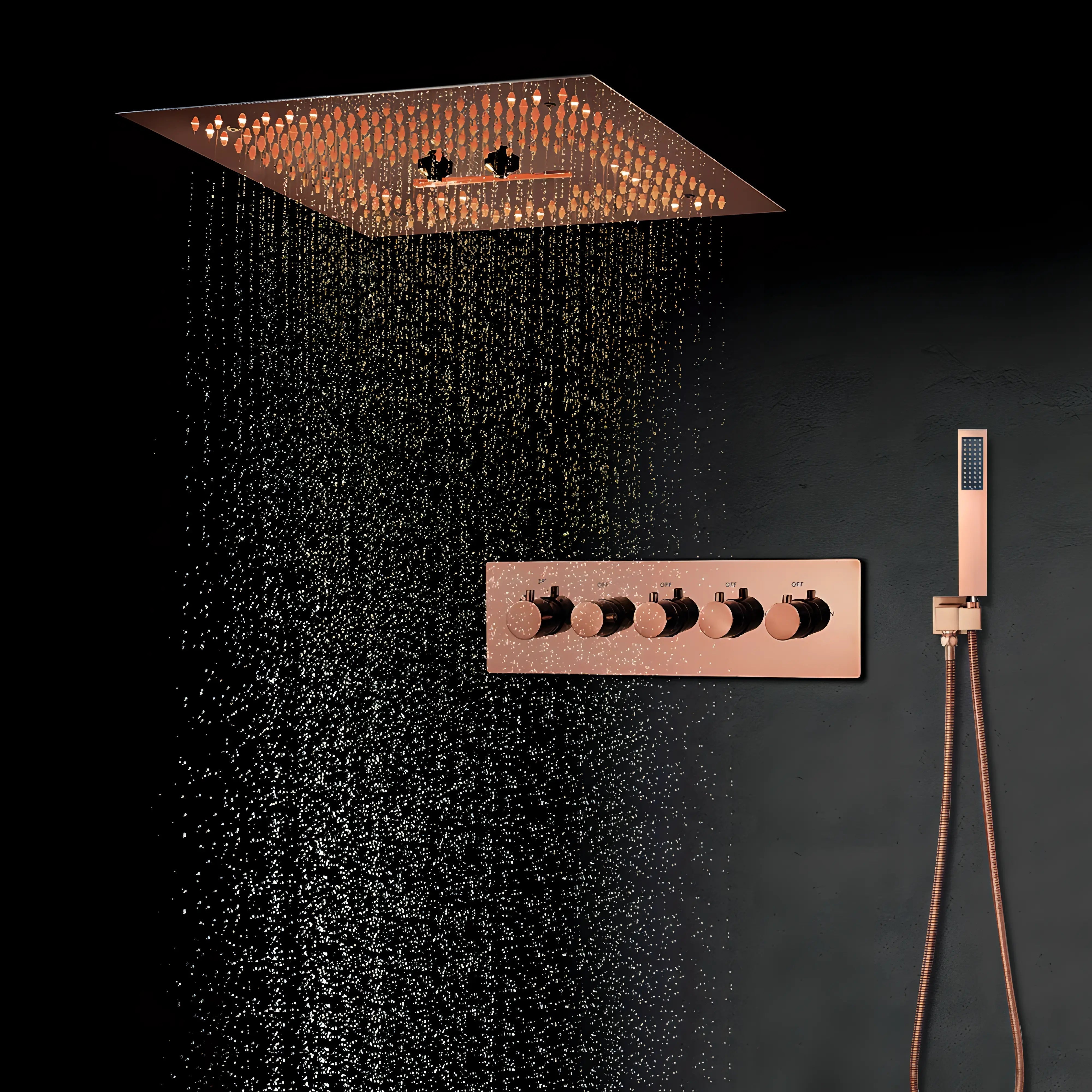 Ochoa - Modern Ceiling Waterfall 16 Inch Head LED Multi Function with Handheld Mini Sprayer