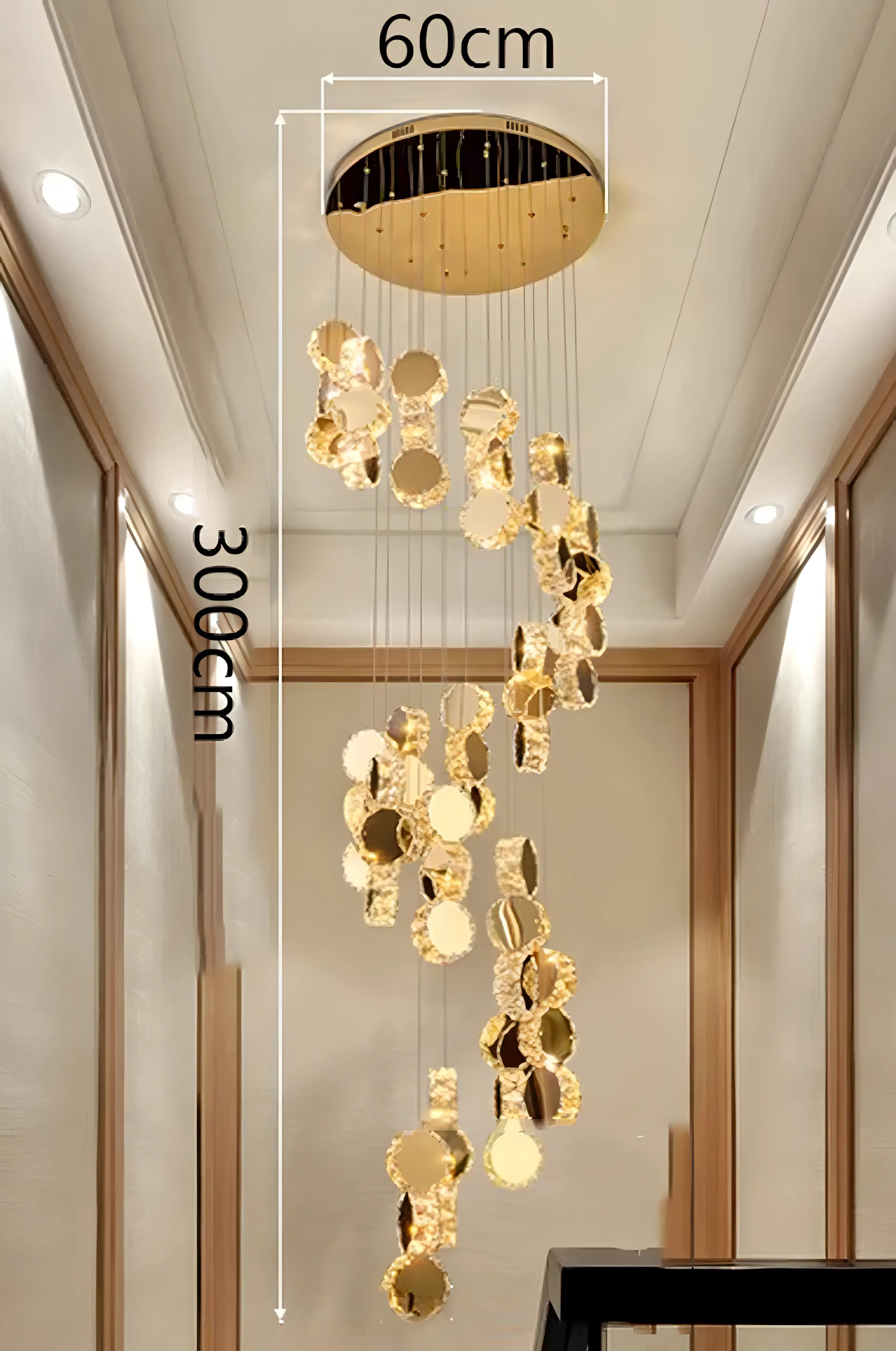 Christina - Round Crystal Gold Hanging Ceiling Chandelier