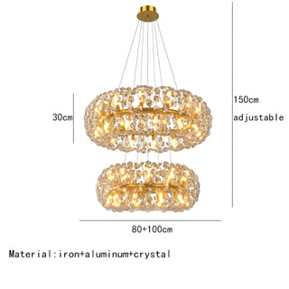 Abdiel - Glass Dandelion Gold Frame Round Clear Crystal Ceiling Light Chandelier