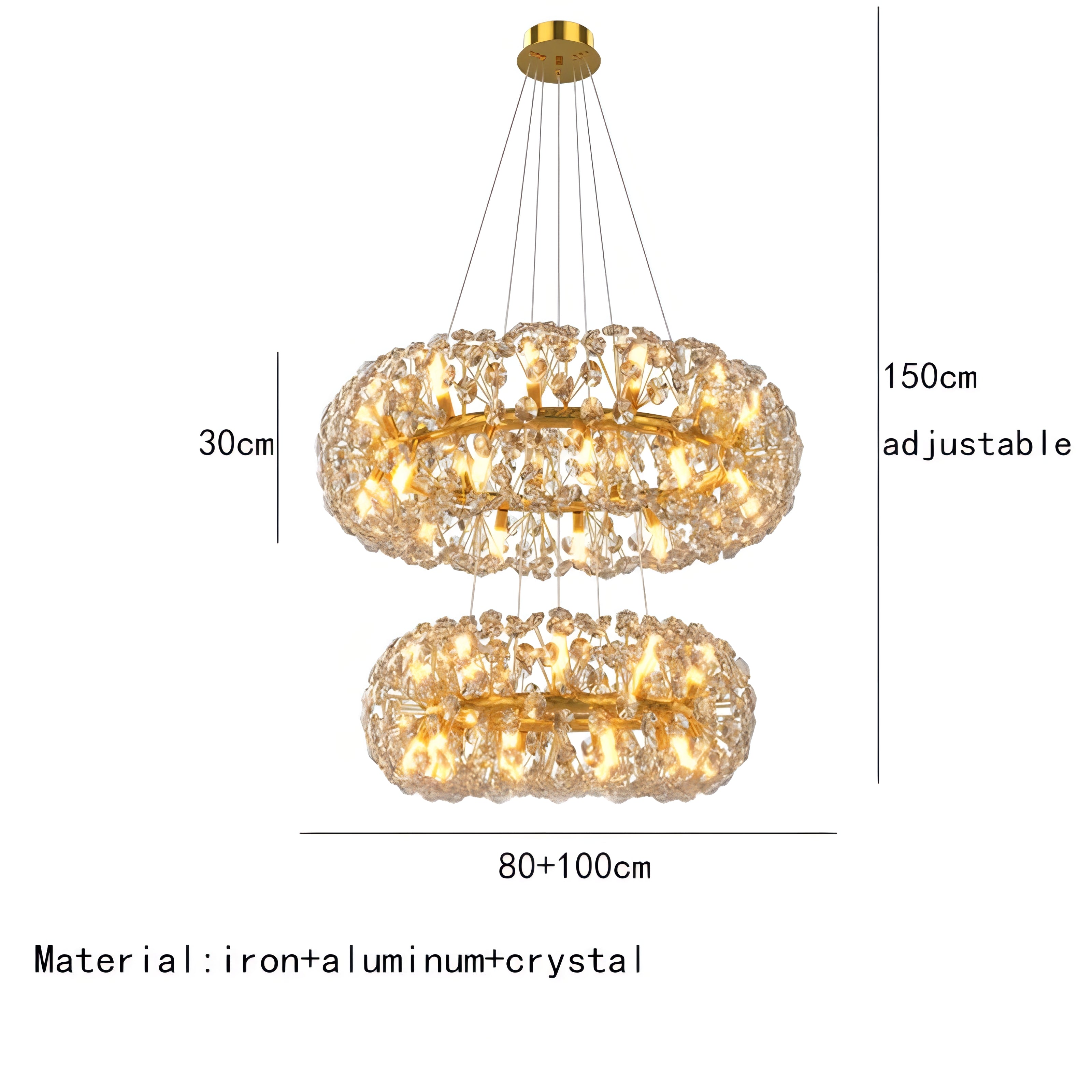Abdiel - Glass Dandelion Gold Frame Round Clear Crystal Ceiling Light Chandelier