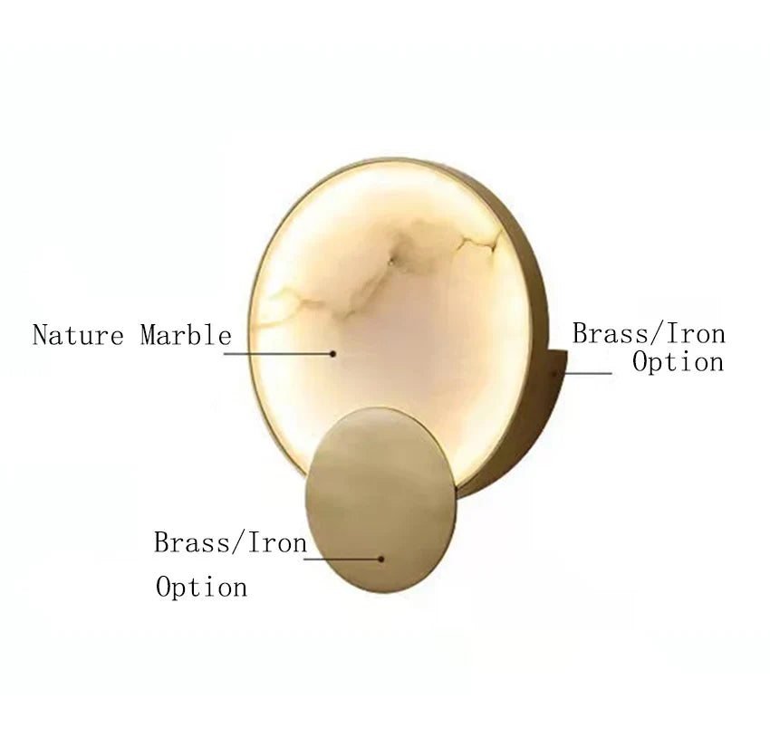 Graciela - Modern Round Gold Marble LED Wall Light