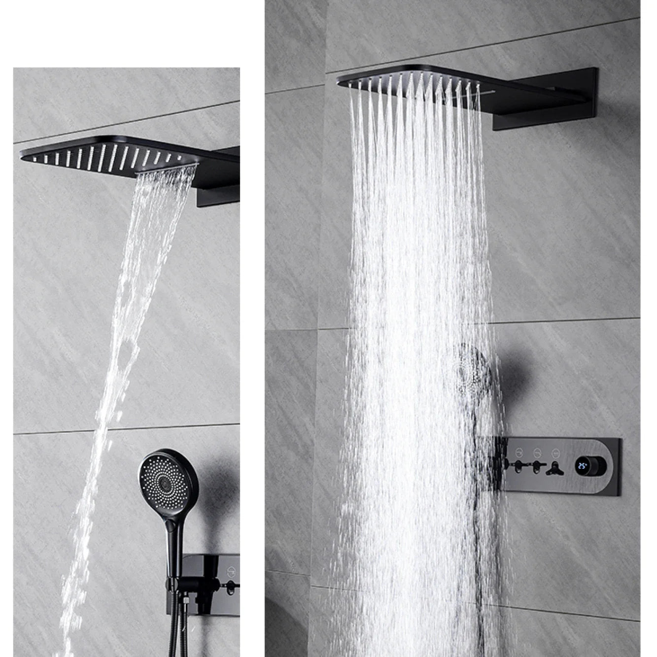 Dean - Modern LED Smart Display Wall Mounted Shower Set Multi Function