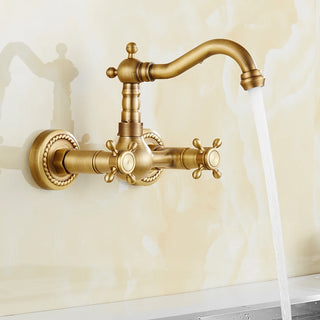 Steffen - Antique Brass Dual Handle Rotatable Mixer Kitchen Tap
