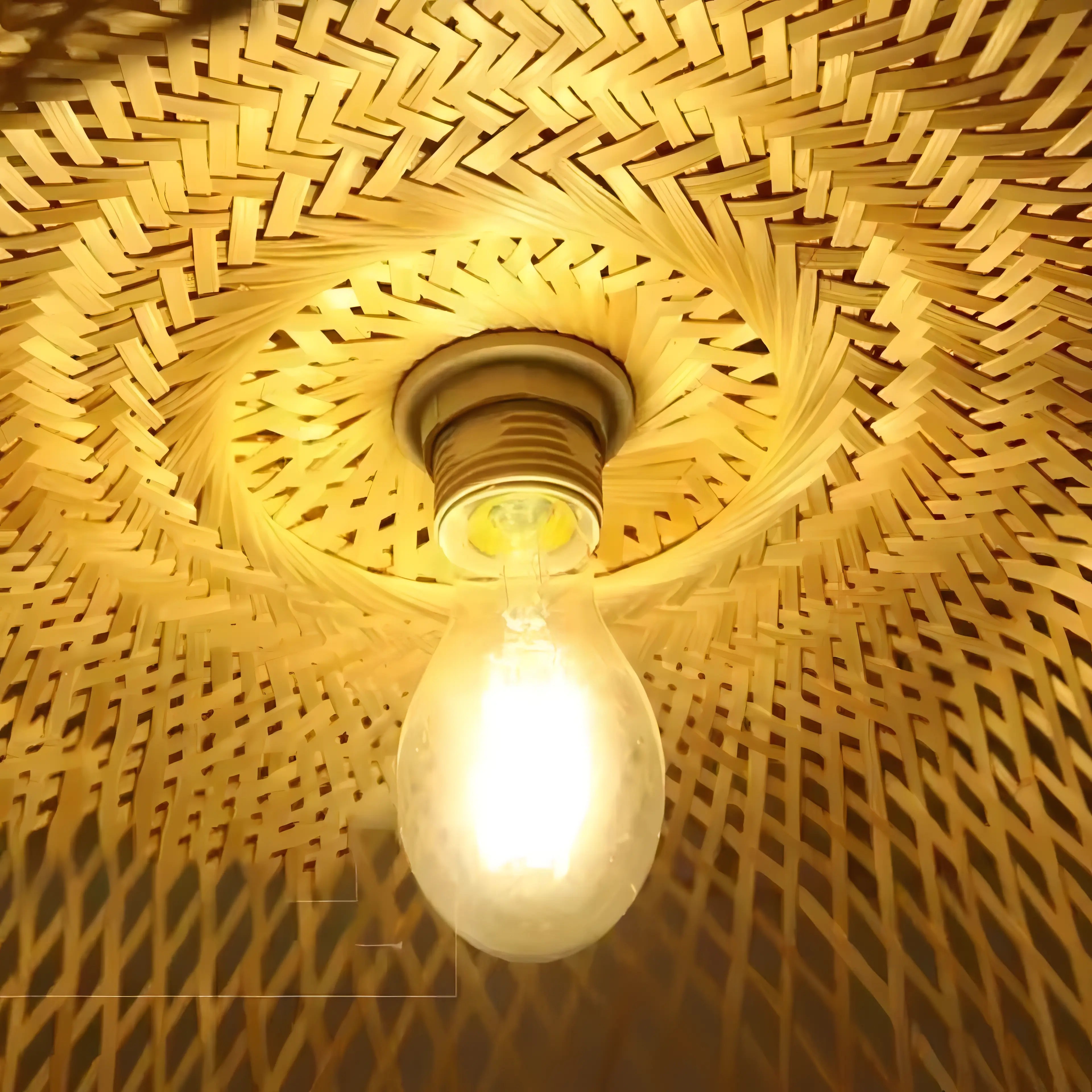 Gamaliel - Natural Abstract Handwoven Bamboo Hanging Pendant Ceiling Light