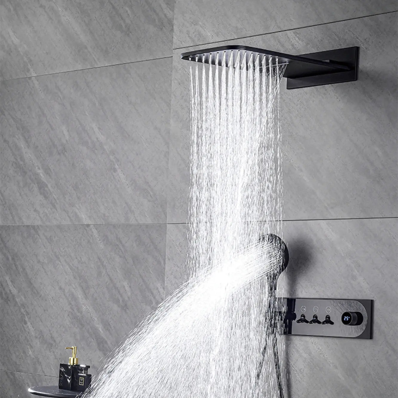 Dean - Modern LED Smart Display Wall Mounted Shower Set Multi Function