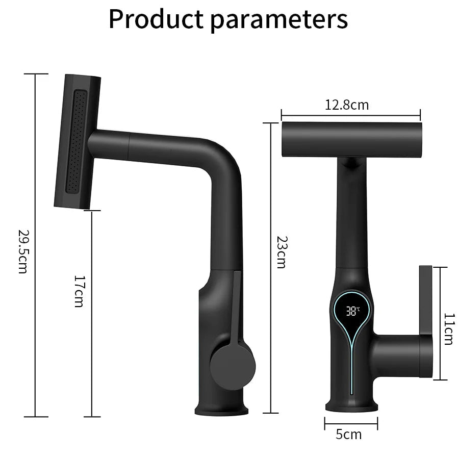Kameron - Modern Waterfall Spout Tap with Digital Temperature Display