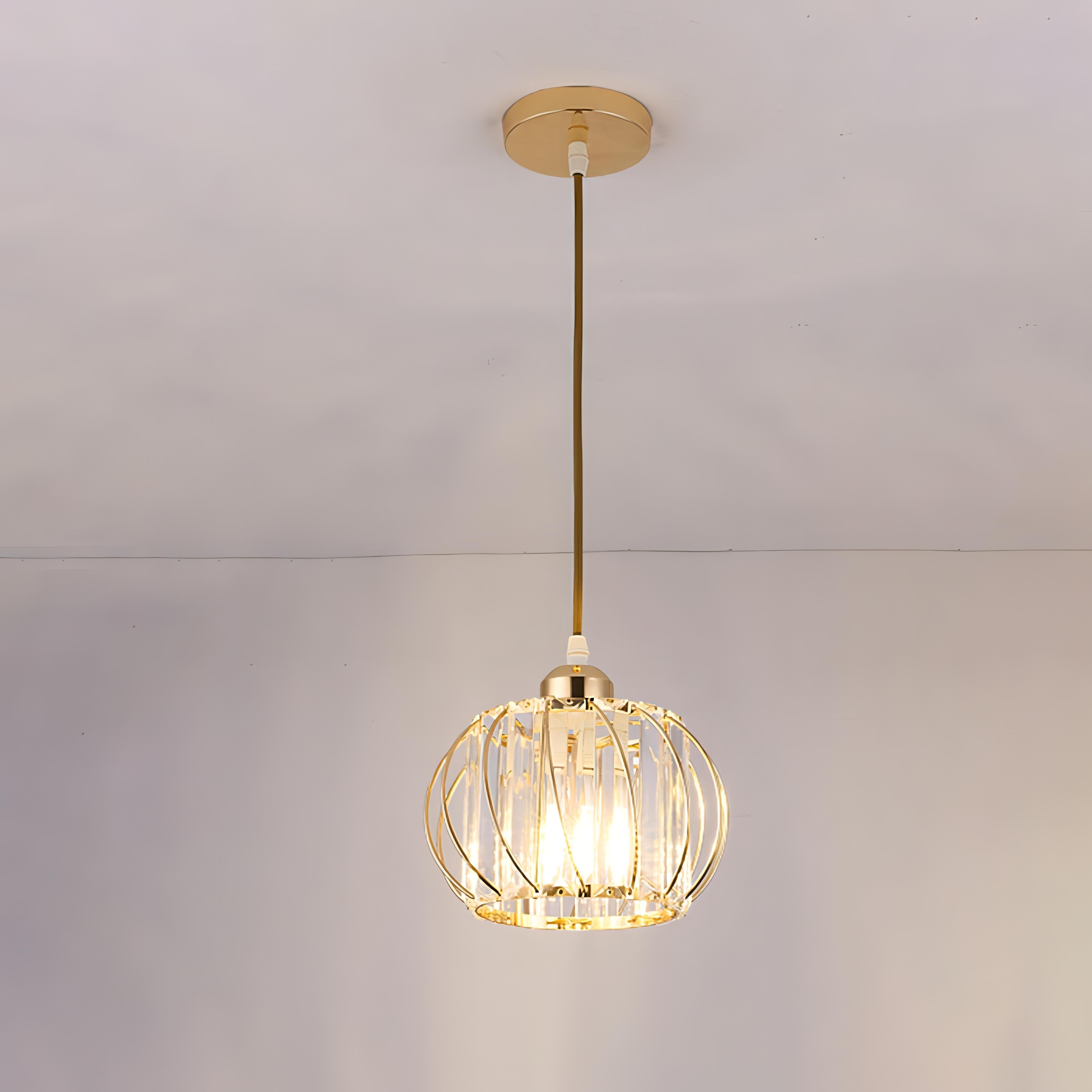 Eliam - Round Gold Glass Twisted Shade Pendant Ceiling Light