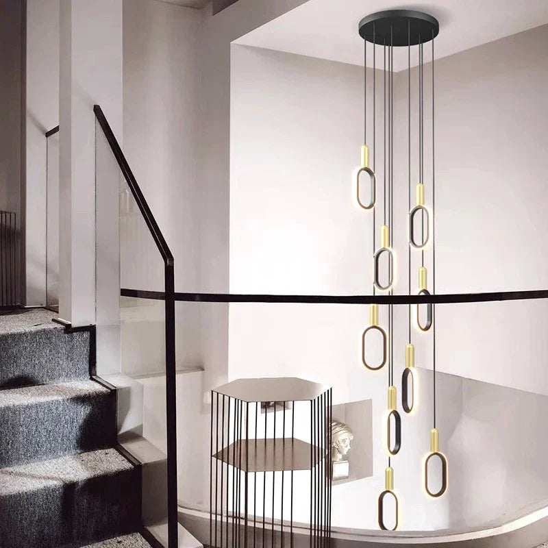 Sia - Modern LED Round Black & Gold Ceiling Chandelier