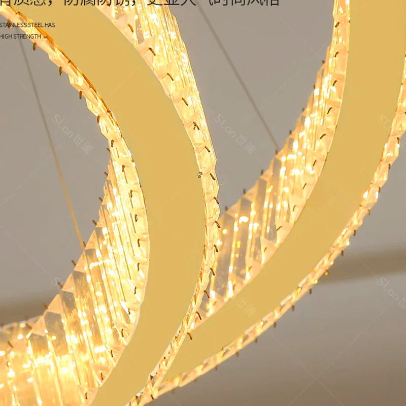 Patric - Crystal Round Tiered Gold Ceiling Chandelier