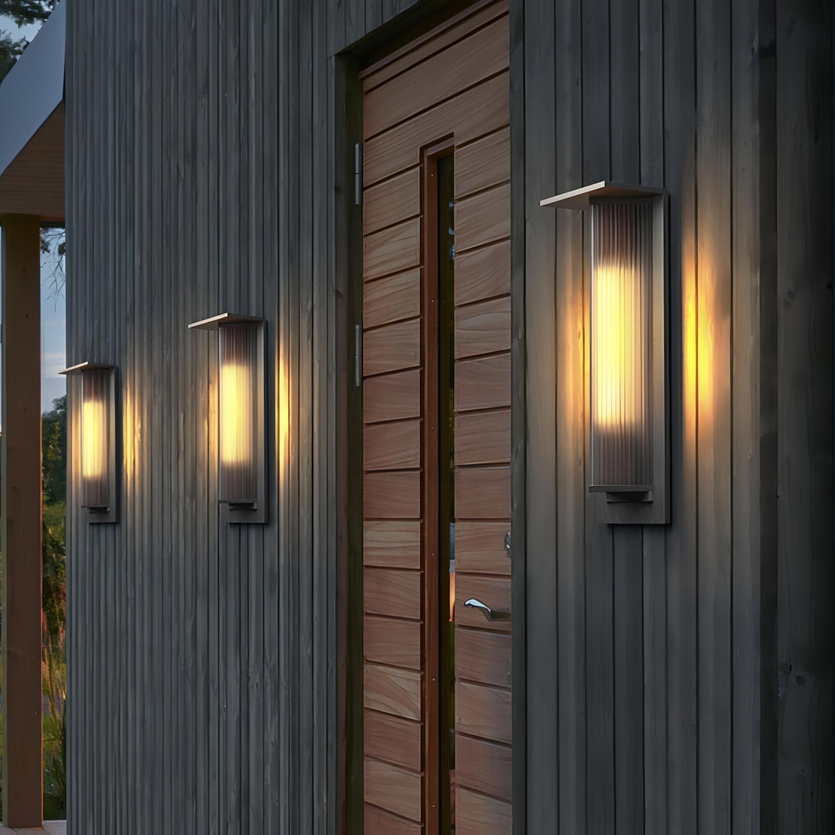 Kalino - Black Modern Patterned Glass Waterproof Outdoor Wall Light