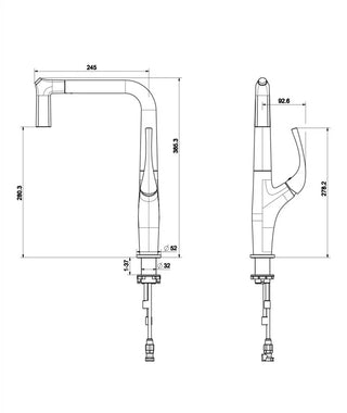 Devonte - Pull Out Modern Crane Single Handle Mixer Kitchen Tap