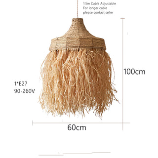 Katrina - Natural Grass Wicker Handmade Round Pendant Ceiling Light