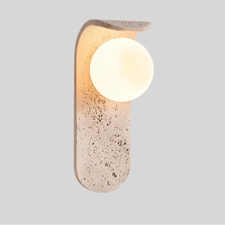 Noah - Yellow Cave Stone Wall Light White Glass LED