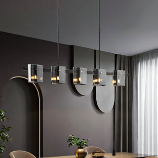 Axton - Hanging Multi Head Tinted Curved Glass Ceiling Light Chandelier
