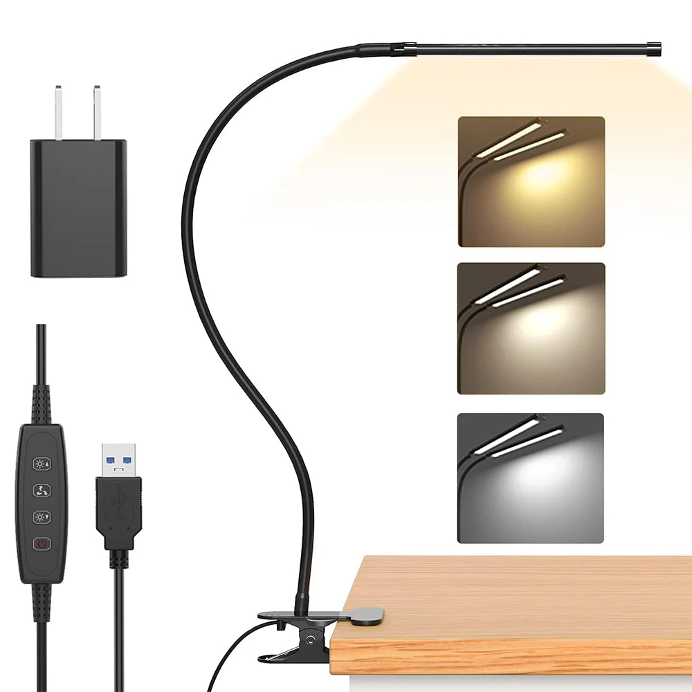 Piazza - Dual Head Clip on Desk Light Adjustable Light and Timer