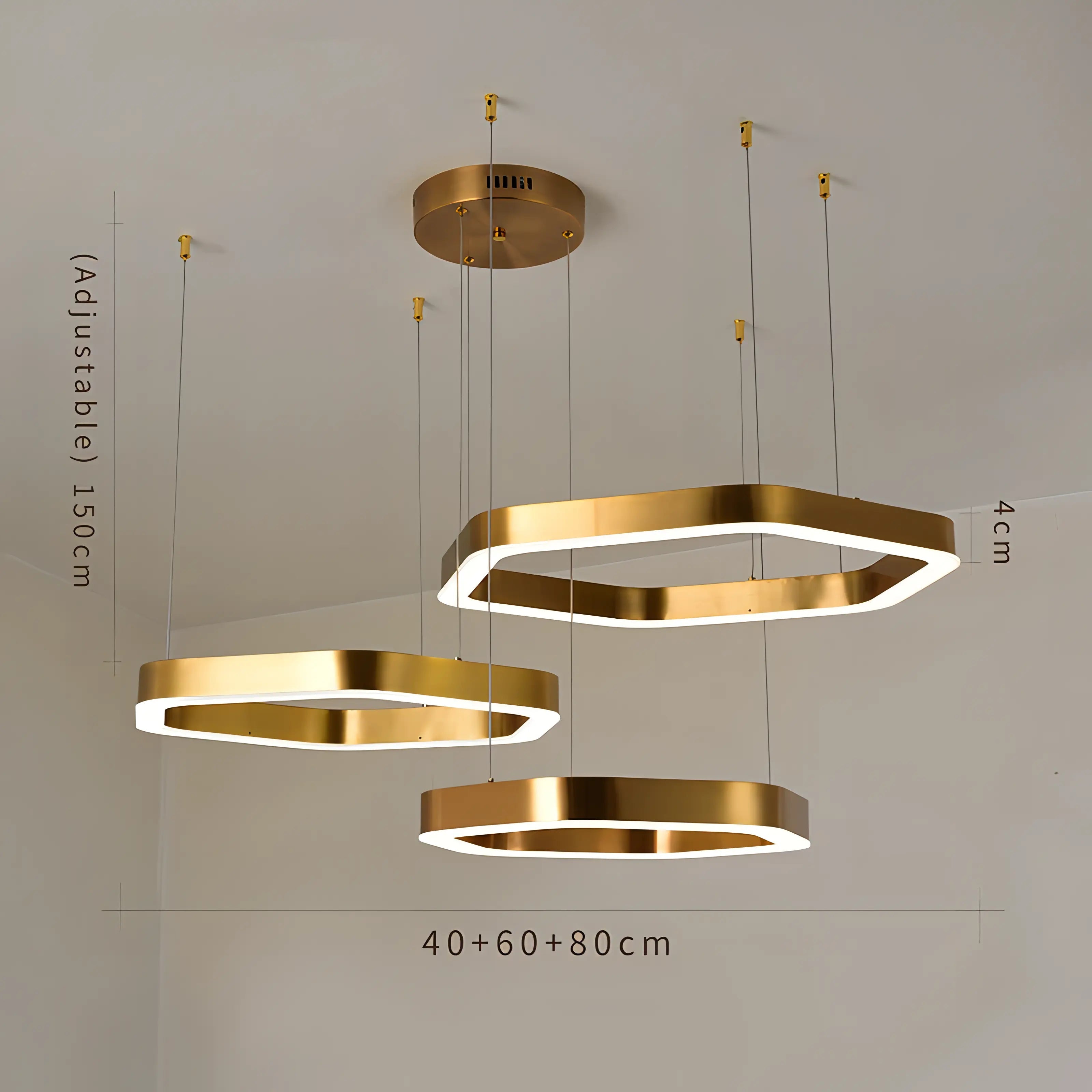 Elouise - Hexagon LED Gold Ceiling Chandelier