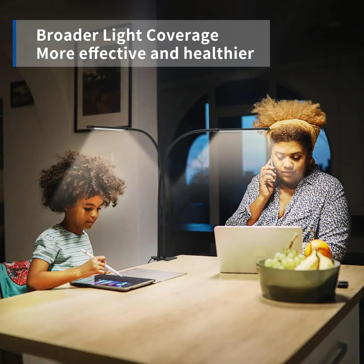 Piazza - Dual Head Clip on Desk Light Adjustable Light and Timer