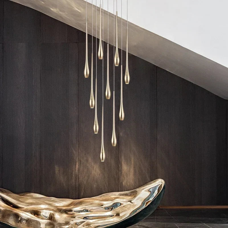 Stefano - Modern Teardrop Gold Ceiling Chandelier