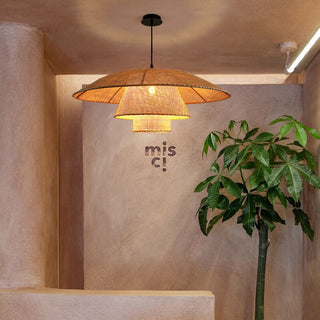 Ildo - Rattan Pendant Tiered Shade Ceiling Light