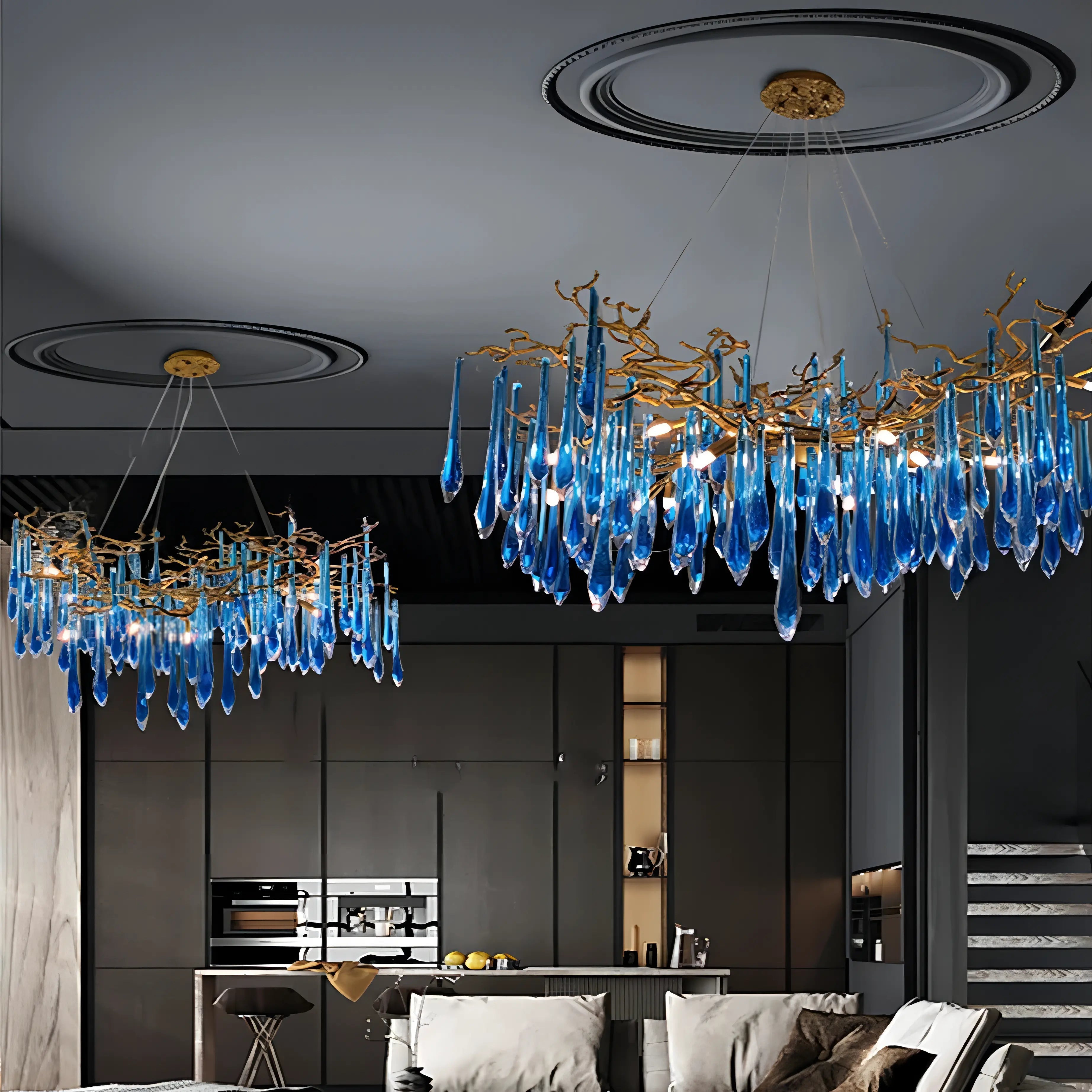 Kazuto - Tree Branch Hanging Multi Teardrop Chandelier